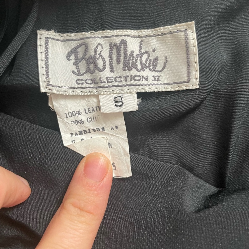 BOB MACKIE 80s Glam High Waist Silver Leather Skirt - Picture 5 of 5